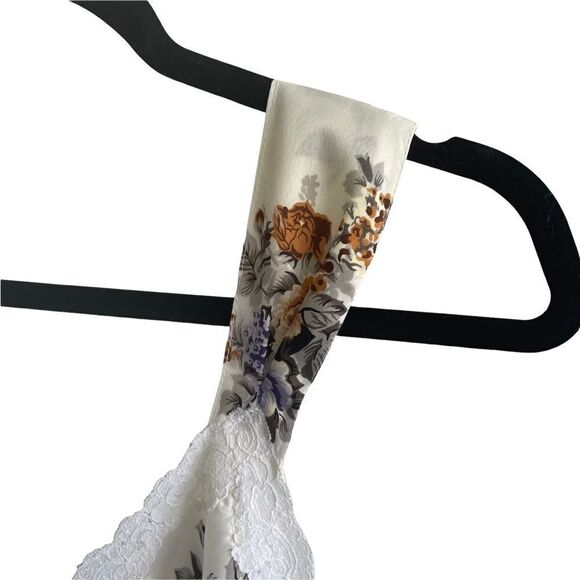 LINEA D’ORO Sleeveless Floral Print Nightgown Nightdress Ivory L - Picture 4 of 8